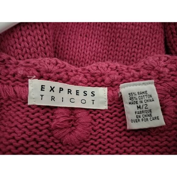 3192) Vintage Express Tricot Pink Chunky Sweater Size Medium - Picture 8 of 9